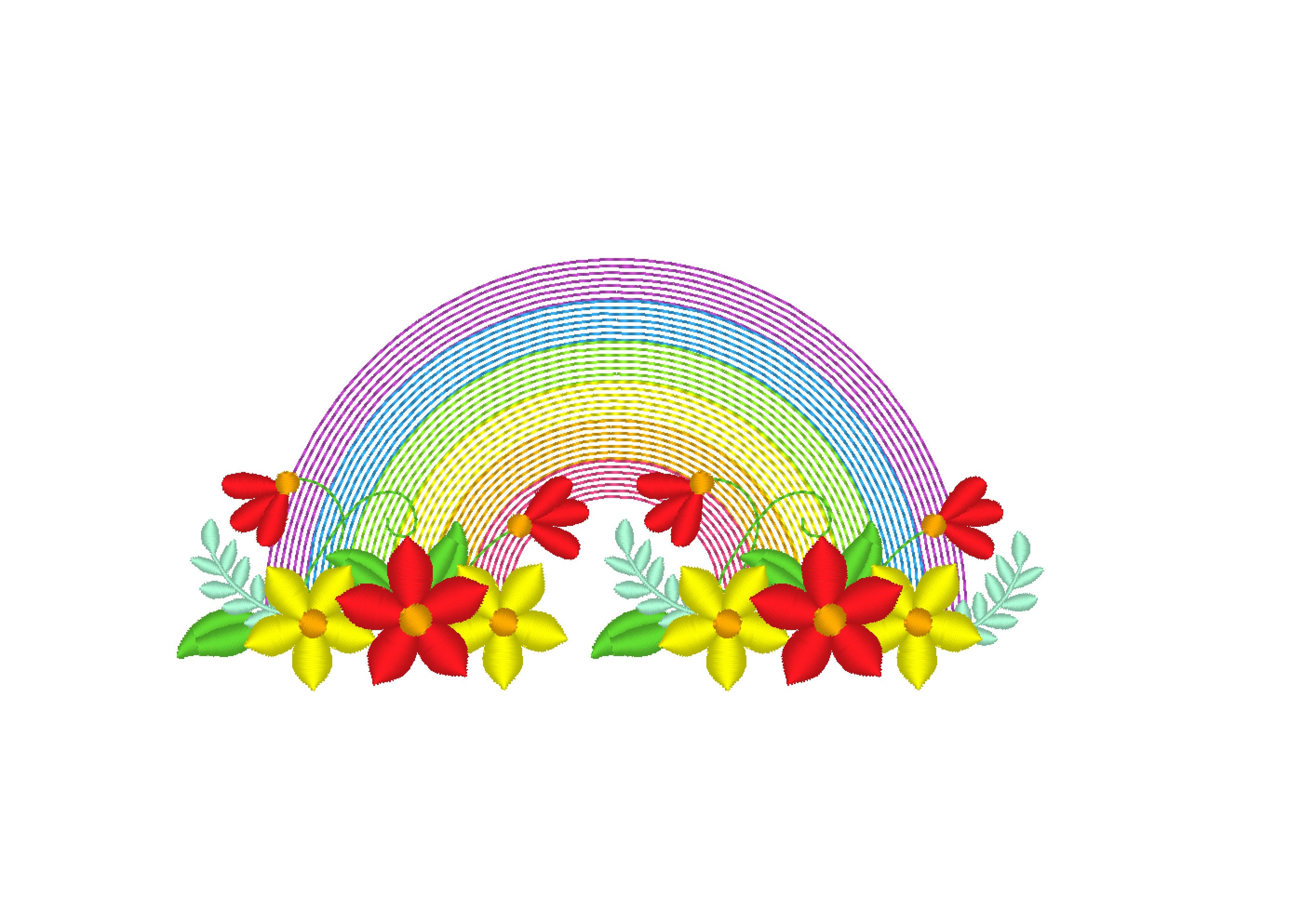 7 color machine embroidery rainbow design