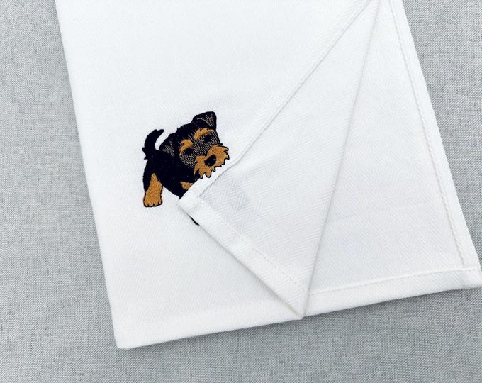 Cute playing Airedale Terrier Puppy Dog Mama kitchen dish towel pet animal machine embroidery designs ITH in the hoop Lakeland Welsh Terrier