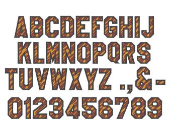 Tiger print embroidery Font MINI sizes machine embroidery designs Tiger Stripes Varsity fill stitch Sport alphabet sizes 1 up to 1.8 inch BX