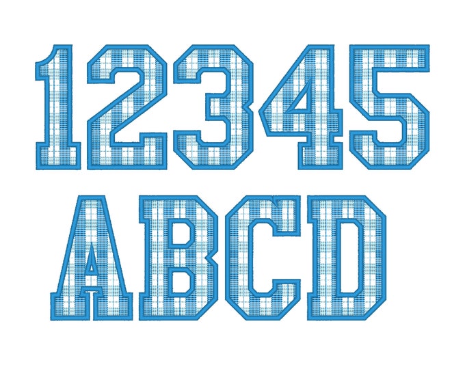 Buffalo Plaid Tartan Gingham Sport Font letters and numbers machine embroidery applique designs 2, 3, 3.5, 4, 5, 6, 7in BX included