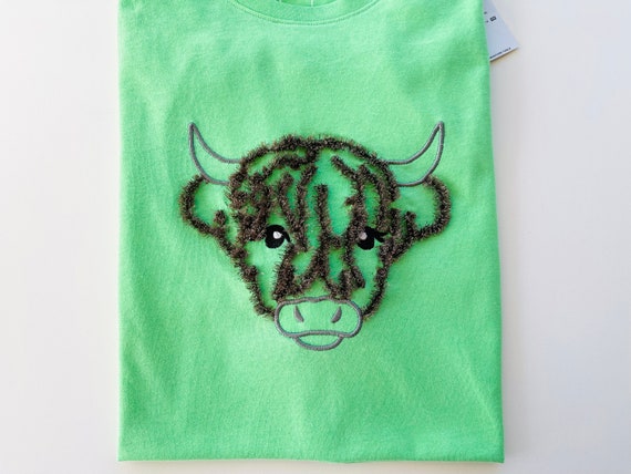 Big Fringed Highland Cow Cattle Cow Machine Embroidery Design Scottish Breed Rustic Cattle Fluffy Cow Hoodie Design Fringe in the Hoop ITH Etsy UK