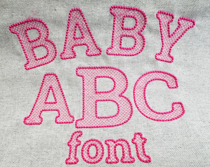 Puffy bean stitch outline light stitch Font machine embroidery designs font monogram bean stitch crisscross alphabet pop effect baby gown