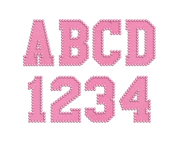 Pearl stitch outline Athletic FONT Applique Girls Sport High School Team Players machine embroidery designs alphabet letters numbers BX