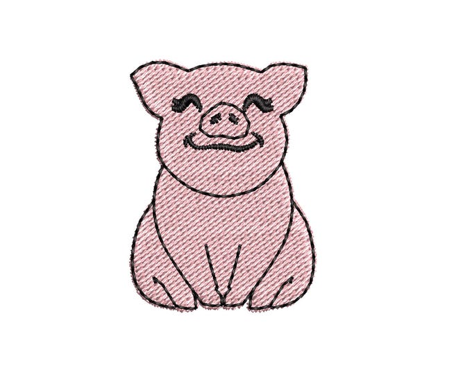 Mini Piggie, pig, awesome pig heifer, farm girl pig applique machine embroidery designs small sizes    pig embroidery design