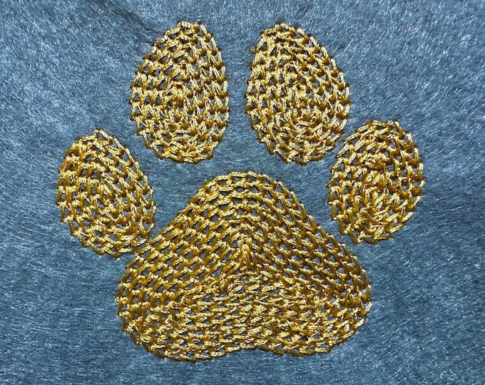 Dog paw chain stitch fill machine embroidery design happy paw print fringe in the hoop ITH project Bear mascot sport fringed paw design