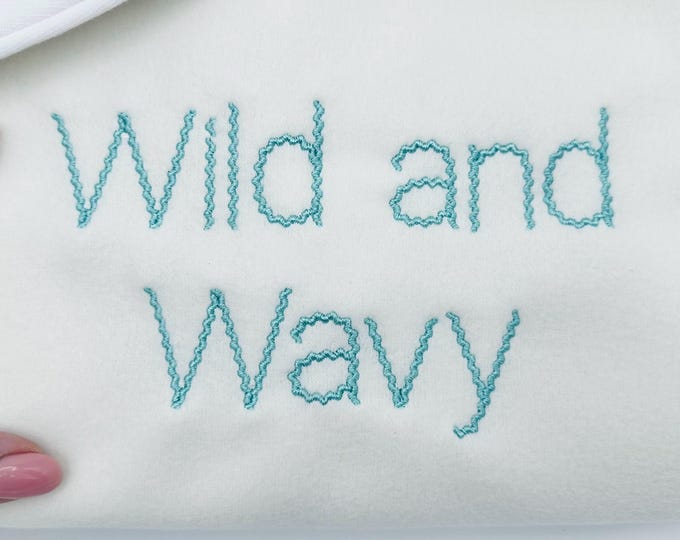 Wild and Wavy RicRac Font machine embroidery designs Block Monogram Alphabet sizes 0.9 up to 1.9 inch letters numbers punctuation kids name