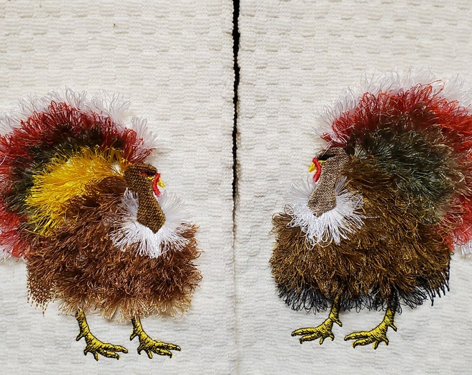 Fringed fluffy chenille Turkey Thanksgiving thanks fall machine embroidery designs awesome Gobbler bird fringe ITH in the hoop embroidery