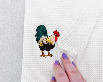 Awesome Playing Rooster Animal Thief kitchen dish towel Farm bird Chicken Mama machine embroidery designs ITH project simply in the hoop