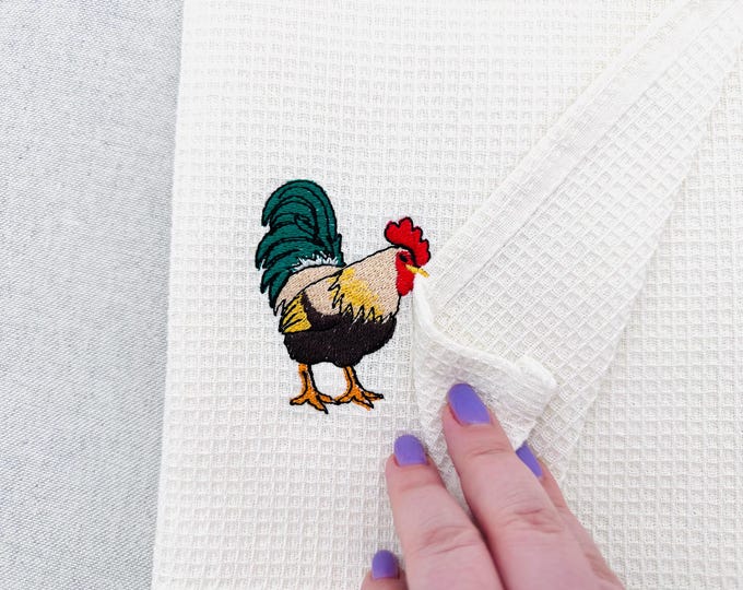 Awesome Playing Rooster Animal Thief kitchen dish towel Farm bird Chicken Mama machine embroidery designs ITH project simply in the hoop