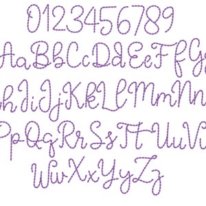 Handgesticktes Alphabet Buchstaben und Zahlen Stickdatei für Kinder Stickerei mit Namen oder Spruch BOX