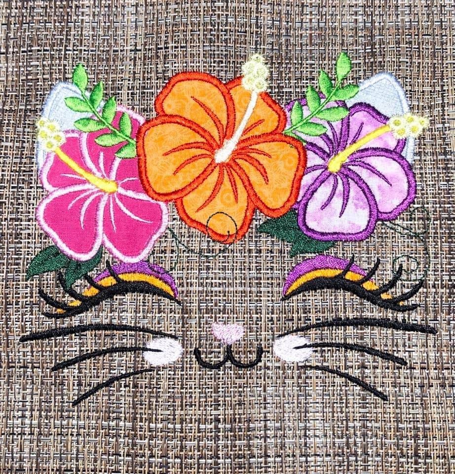 Tropical Flower with mini Applique Machine Embroidery Design matching mini  INSTANT DOWNLOAD