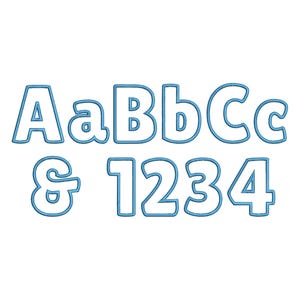 Monogram Font Applique machine embroidery designs wide satin outline alphabet monogram letters numbers many sizes 1.5 up to 4.8 inch, and BX