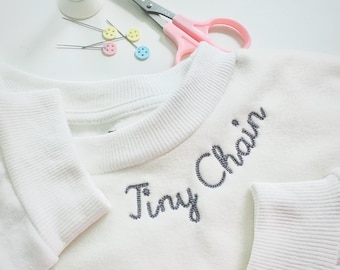 Tiny Chain FONT Play machine embroidery designs mini sizes 0.6 up to 2 inch Neckline Font kids baby handwritten script alphabet letters BX