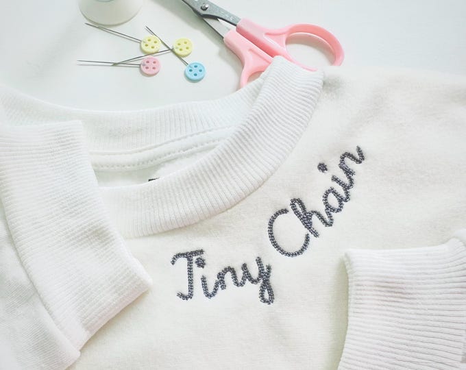 Tiny Chain FONT Play machine embroidery designs mini sizes 0.6 up to 2 inch Neckline Font kids baby handwritten script alphabet letters BX