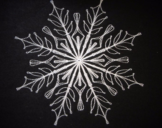 Lacy soft delicate snowflakes, snowflake frozen embroidery, curly, bling glowing snowflake twinkle twinkle snow embroidery