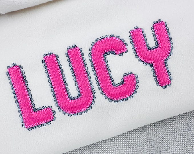 Lace Edge FONT Dream Applique Alphabet Monogram vintage retro style girls Font letters machine embroidery designs sizes 2 up to 4.3 inch BX