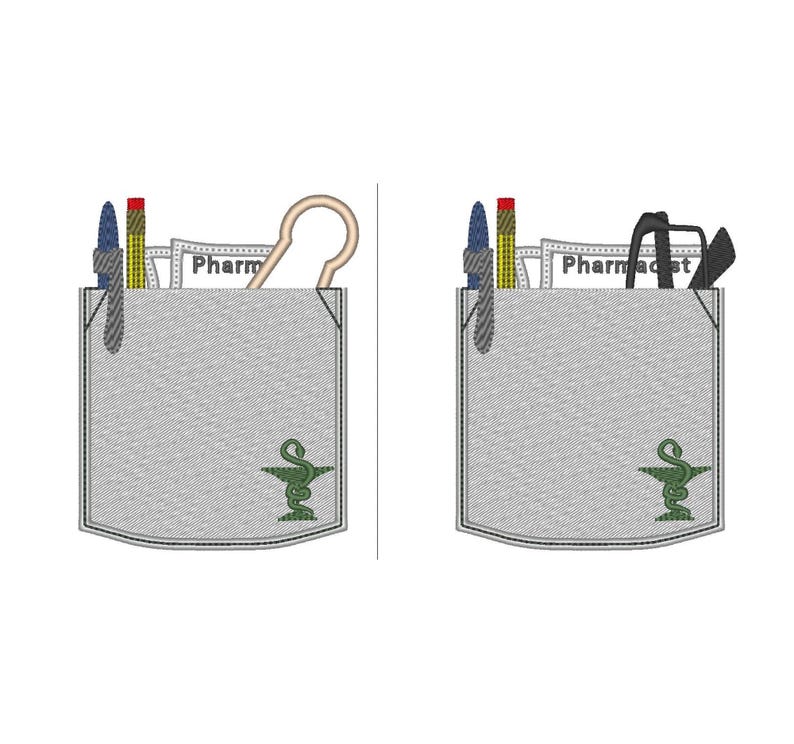 Real Pharmacist Pocket Set of 2 Types Applique Machine Embroidery ...