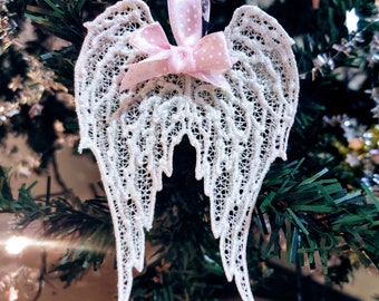 Ailes d&#39;ange FSL autoportant dentelle aile d&#39;ange décoration de Noël sapin de Noël ornement motifs de broderie machine pour cerceau 4 x 4 et 5 x 7