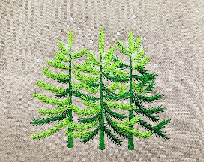 Winter Woodland Spruce Christmas tree Sweatshirt Embroidery Forest Themed Machine Embroidery designs multiple sizes 4, 5, and 5.5 inches