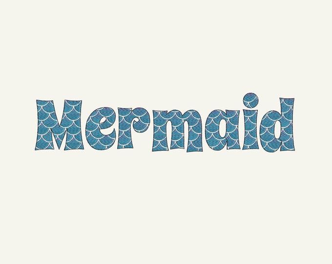 Iridescent 2 Color Mermaid Monogram FONT alphabet machine embroidery designs assorted sizes awesome mermaid embroidery, No special thread