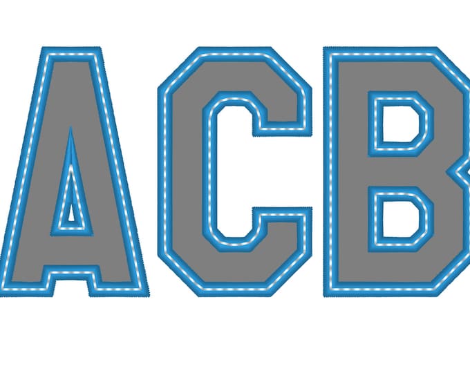 Block Thin Team Players embroidery applique font - 2, 3, 3, 4, 5 and 6 inches machine embroidery designs BX and other embroidery formats