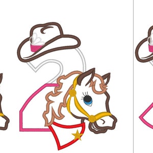 Números de cumpleaños de vaquera conjunto completo 1-9 diseños de bordado de máquina apliques para bordado de aro 5x7 para vaquera granja niña niños bebé vaquero