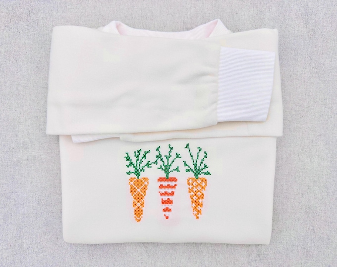 Cross stitch Decorative Carrot vegetable three in a row kitchen dish towel machine embroidery designs garden farm design sizes 5 up to 8 in