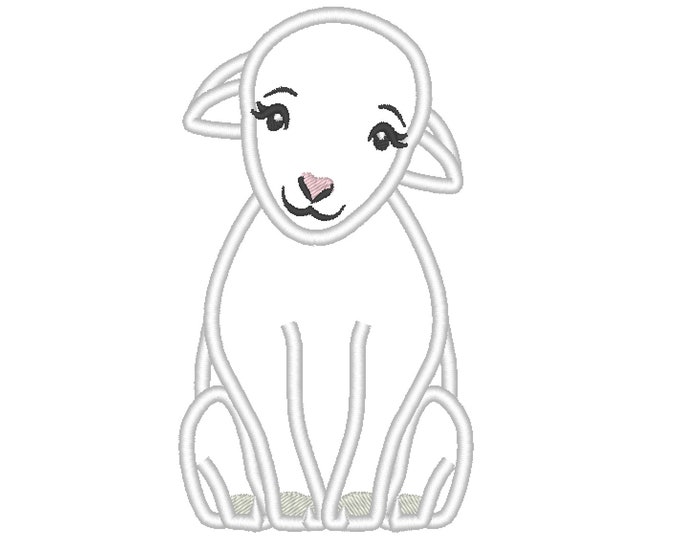 Little lamb, sheep applique face head - machine embroidery applique designs - multiple sizes for hoops 4x4 5x7 6x10