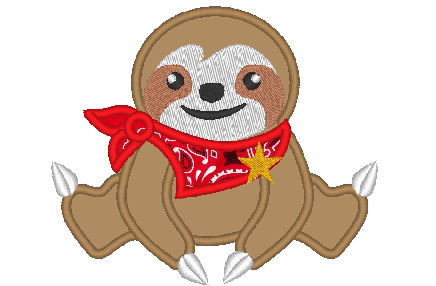 Farm sloth cowboy boy sloth applique designs sloth embroidery