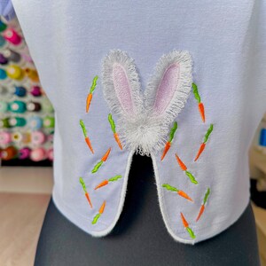 Easter Bunny Carrot Fringed fluffy Bunny ears split side seam cutout side bow machine embroidery designs farm animal kids sweatshirt tshirt by Artapli embroidery format PES HUS JEF EXP DST VIP VP3 XXX instant download