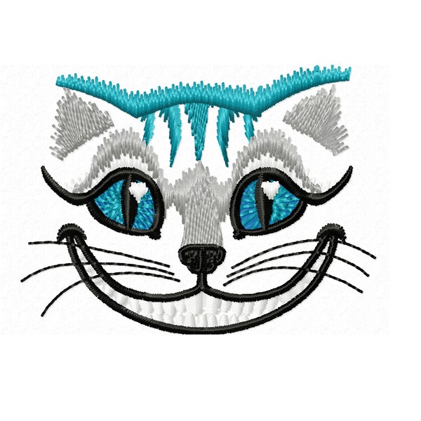 Awesome Cheshire cat embroidery designs - machine embroidery design mini sizes  2, 2.5 and 3 inches for Wonderland teaparty projects