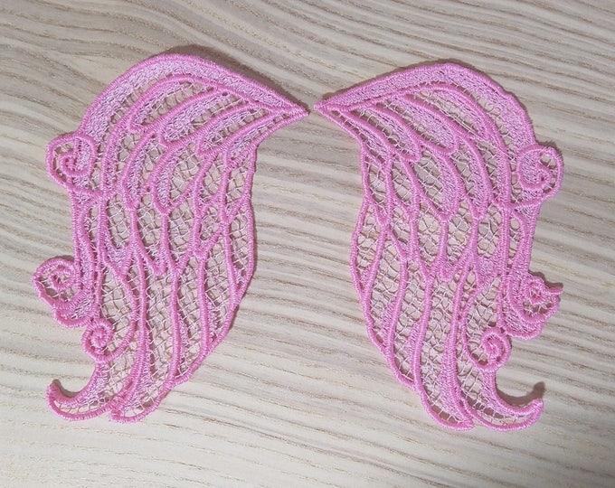 FSL free standing lace angel wings machine embroidery designs for hoop 4x4 and 5x7 little angel wing lace embroidery FSL curl swirl ornament