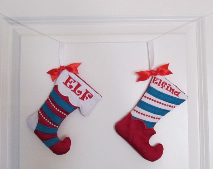 Christmas Stockings - In The Hoop Machine Embroidery Applique design all done In-The-Hoop, for hoops 5x7 and 6x10