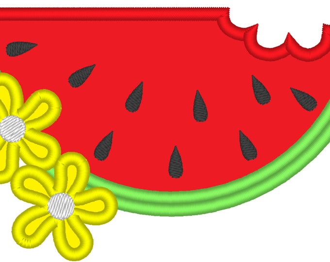 Summer little watermelon cutie machine embroidery applique designs for hoops 5x7 and 6x10, 5, 6, 7 and 8 inches INSTANT DOWNLOAD