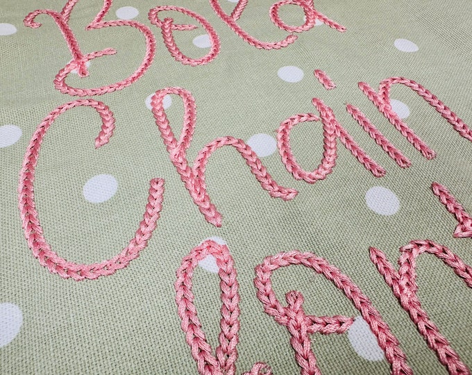 Narrow Bold Authentic Hand Chain stitch FONT machine embroidery designs alphabet letters knit sweater handmade effect bold dense chain, BX