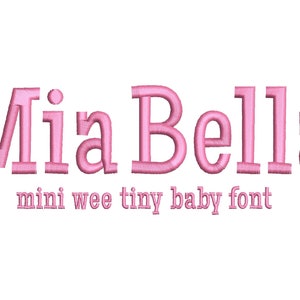 Satin stitch Font machine embroidery designs in mini tiny wee sizes 0.3 up to 1.8 inches letters and numbers kids name monogram font BX