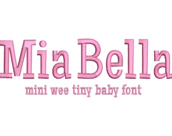 Satin stitch Font machine embroidery designs in mini tiny wee sizes 0.3 up to 1.8 inches letters and numbers kids name monogram font BX