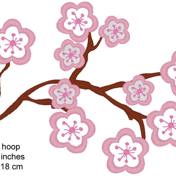 Cherry Blossom - use everywhere - machine embroidery designs Applique and fill stitch - corner border and full design hoop 4x4, 5x7, 6x10