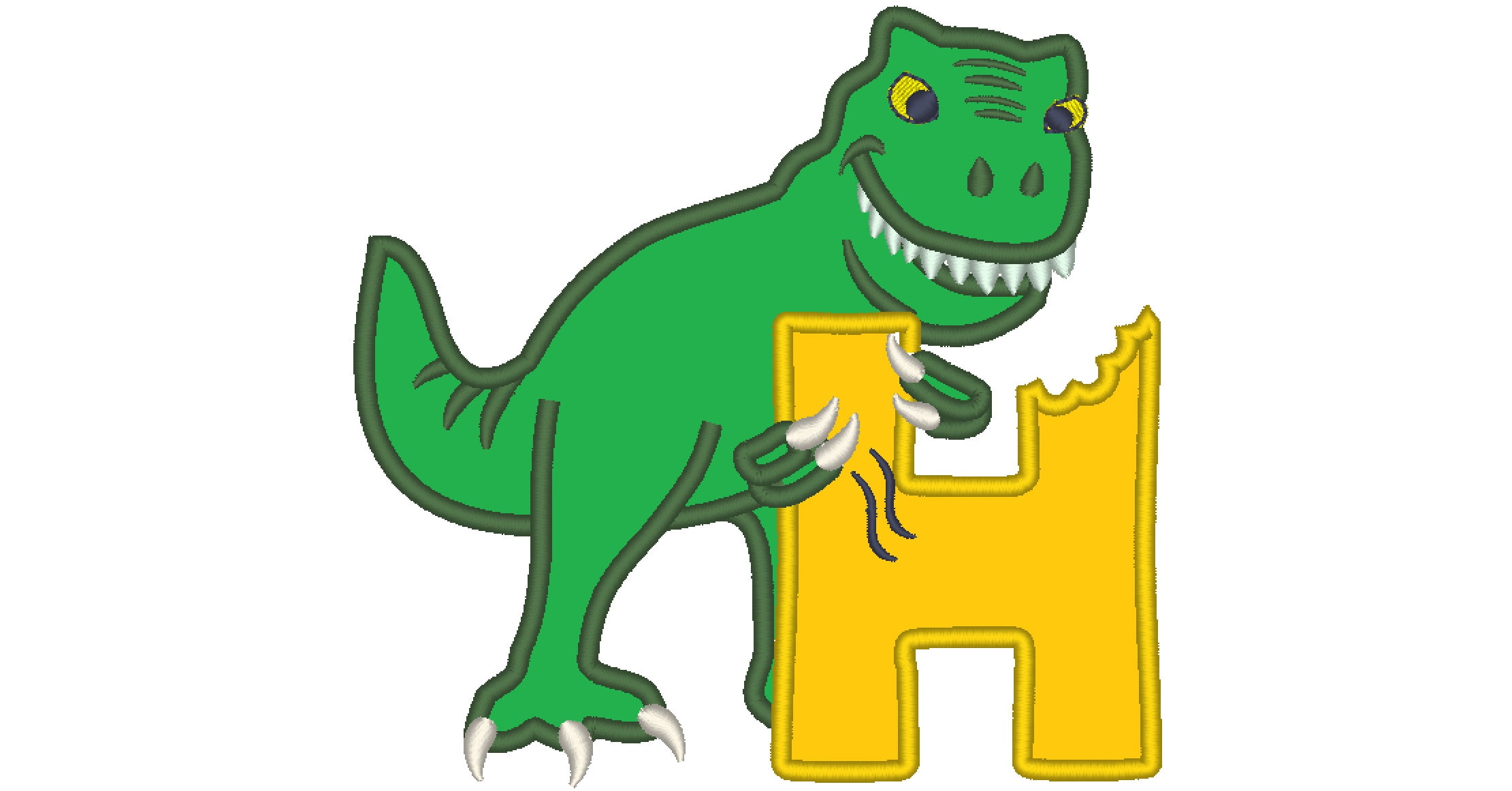 Trex Dinosaur Birthday Only One LETTER H Machine Embroidery Etsy