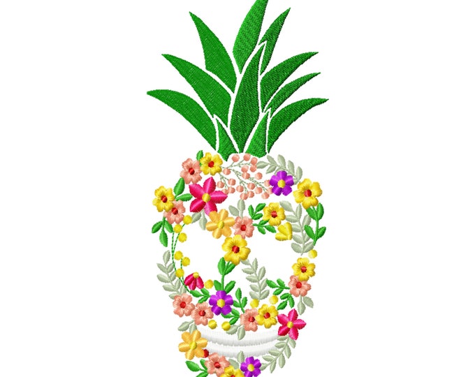 Cute funny awesome decorative Pineapple Skull garden flag decoration summer time skull silhouette machine embroidery designs assorted sizes