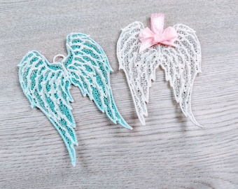 Angel wings FSL, Free standing lace angel wing Christmas decoration embroidery designs 4x4 5x7 assorted sizes