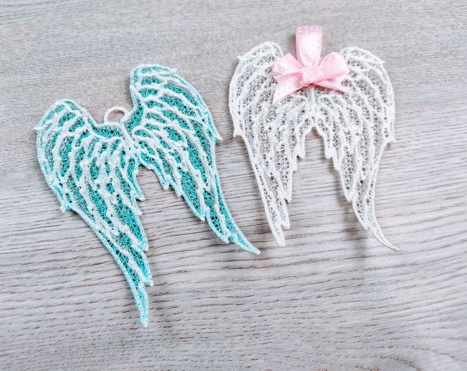 Angel wings FSL, Free standing lace angel wing Christmas decoration embroidery designs 4x4 5x7 assorted sizes