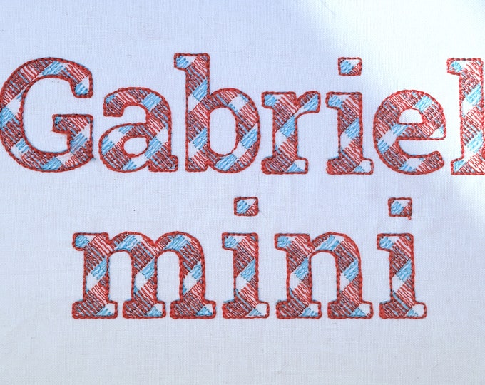 MINI Buffalo Tartan Font plaid gingham light sketch outline alphabet letters machine embroidery designs many small sizes up to 2.8in BX incl