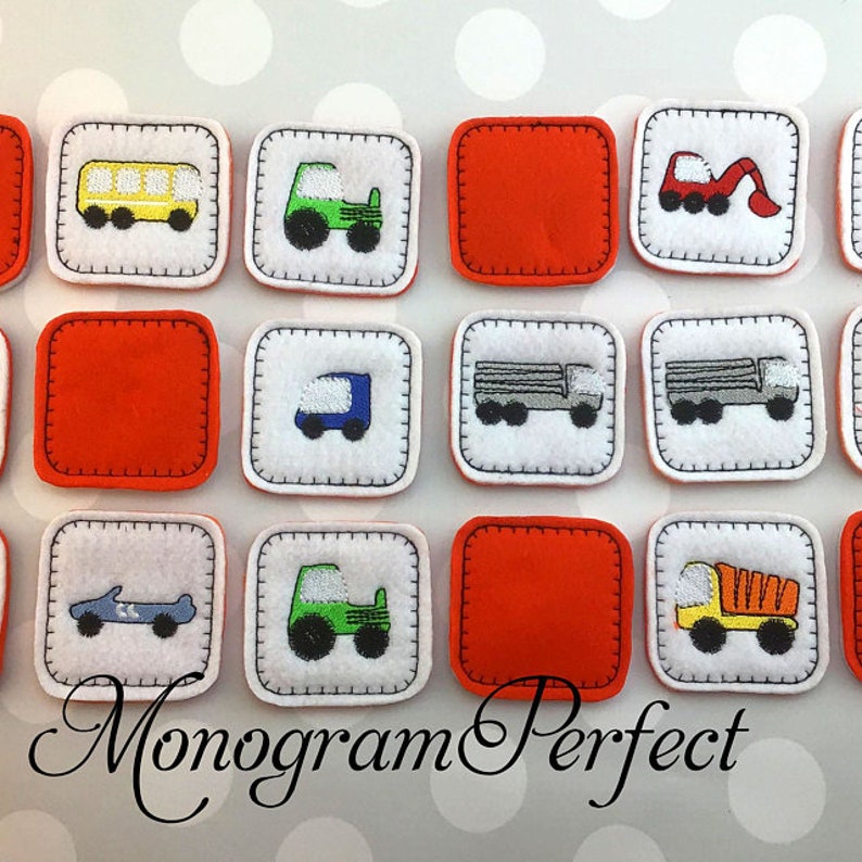 Memory game Cars In The Hoop project, machine embroidery designs children game embroidery download for 4x4, 5x7 and 6x10 INSTANT DOWNLOAD image 4