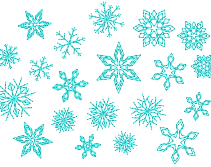 Micro mini small 8 single Snowflakes machine embroidery designs, files in mini sizes 0.45, 0.6, 0.8 inch small winter snowflake set of 8