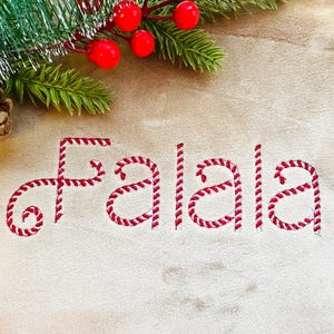 Klassieke Candy Cane LETTERTYPE snoepsteek 2 kleuren alfabetletters cijfers kerstmonogram machineborduurontwerpen maten 1,3 tot 3,3 in