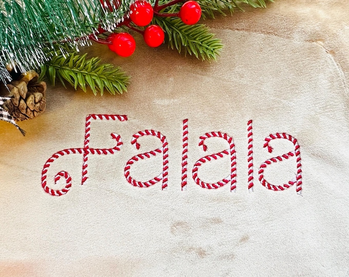 Classic Candy Cane FONT candy stitch 2 colors alphabet letters numbers Christmas monogram machine embroidery designs sizes 1.3 up to 3.3 in