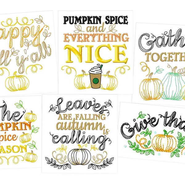 Happy fall Autumn Thanksgiving Kitchen dish towel quotes sayings kitchen towel machine embroidery designs - 4x4, 5x7  INSTANT DOWNLOAD