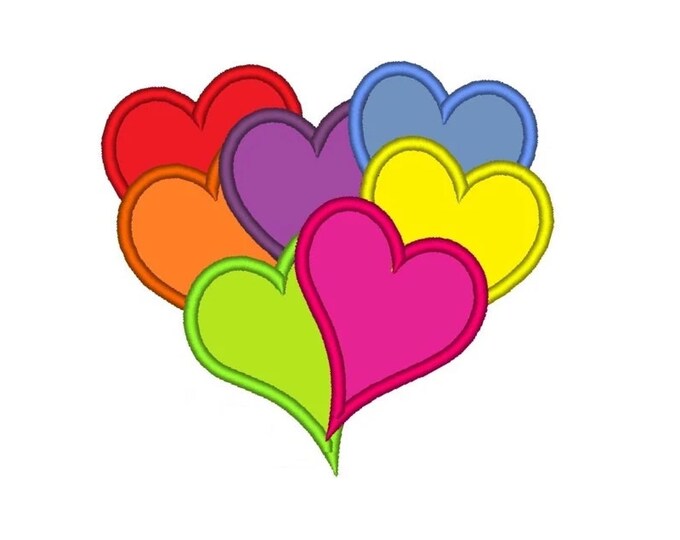 Magic Valentine Heart filled with hearts Applique and Fill Stitch Big Heart machine embroidery designs sizes for hoop 4x4, 5x7 and 6x10