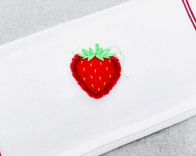 Fringed Sweet Strawberry fill stitch Berry kids baby fluffy fuzzy chenille machine embroidery designs sizes 2 up to 4 inch farm to table